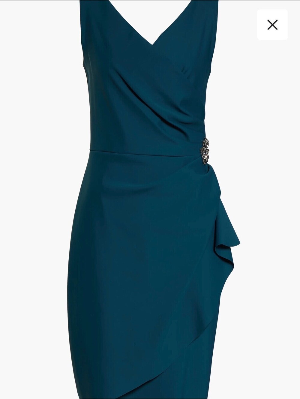 Alex Evenings Contour Collection Teal Side Ruched Cocktail Dress Size 12